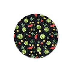 Watermelon Berry Patterns Pattern Rubber Round Coaster (4 Pack)