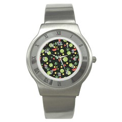 Watermelon Berry Patterns Pattern Stainless Steel Watch by Jancukart