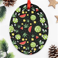 Watermelon Berry Patterns Pattern Ornament (oval Filigree)