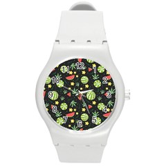 Watermelon Berry Patterns Pattern Round Plastic Sport Watch (m)