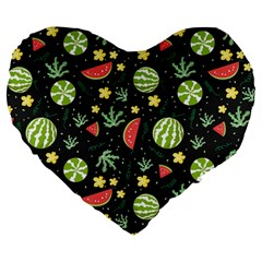 Watermelon Berry Patterns Pattern Large 19  Premium Heart Shape Cushions