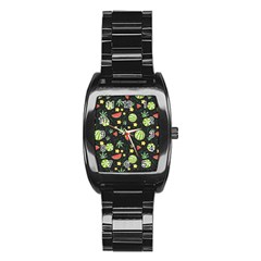 Watermelon Berry Patterns Pattern Stainless Steel Barrel Watch