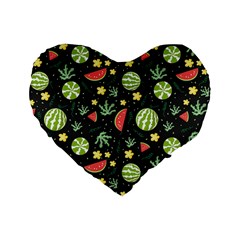 Watermelon Berry Patterns Pattern Standard 16  Premium Flano Heart Shape Cushions