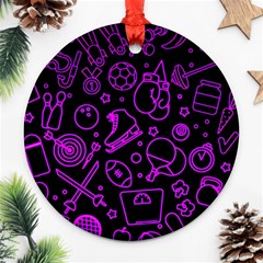 Telegram Pattern Art Patterns Ornament (round)