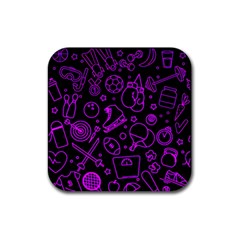 Telegram Pattern Art Patterns Rubber Coaster (square)