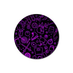 Telegram Pattern Art Patterns Rubber Coaster (round)