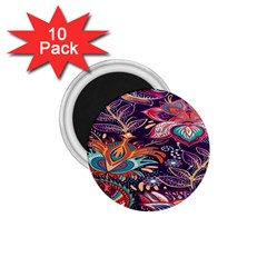 Ornamental Patterns Abstract Flower Pattern Purple 1 75  Magnets (10 Pack) 