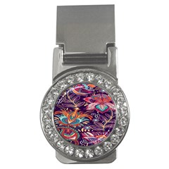 Ornamental Patterns Abstract Flower Pattern Purple Money Clips (cz) 