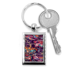 Ornamental Patterns Abstract Flower Pattern Purple Key Chain (rectangle)