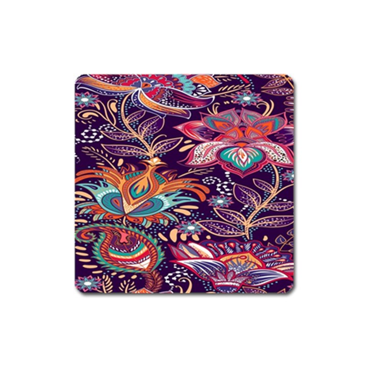 Ornamental Patterns Abstract Flower Pattern Purple Square Magnet