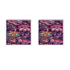 Ornamental Patterns Abstract Flower Pattern Purple Cufflinks (square)