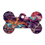 Ornamental Patterns Abstract Flower Pattern Purple Dog Tag Bone (Two Sides) Front