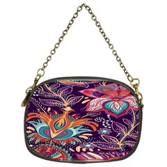 Ornamental Patterns Abstract Flower Pattern Purple Chain Purse (two Sides)