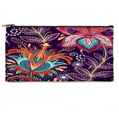 Ornamental Patterns Abstract Flower Pattern Purple Pencil Case