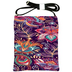 Ornamental Patterns Abstract Flower Pattern Purple Shoulder Sling Bag