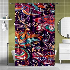 Ornamental Patterns Abstract Flower Pattern Purple Shower Curtain 48  X 72  (small) 