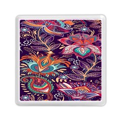 Ornamental Patterns Abstract Flower Pattern Purple Memory Card Reader (square)