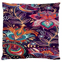 Ornamental Patterns Abstract Flower Pattern Purple Large Cushion Case (two Sides)