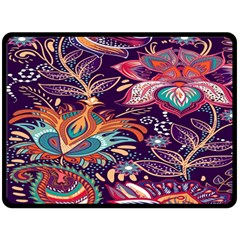 Ornamental Patterns Abstract Flower Pattern Purple Two Sides Fleece Blanket (large)