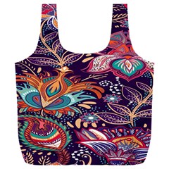 Ornamental Patterns Abstract Flower Pattern Purple Full Print Recycle Bag (xxl)