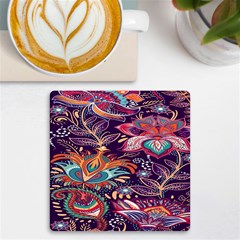 Ornamental Patterns Abstract Flower Pattern Purple Uv Print Square Tile Coaster  by Jancukart