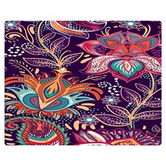 Ornamental Patterns Abstract Flower Pattern Purple Premium Plush Fleece Blanket (medium)