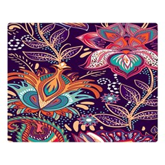 Ornamental Patterns Abstract Flower Pattern Purple Premium Plush Fleece Blanket (large)