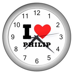 I Love Philip Wall Clock (silver) by ilovewhateva