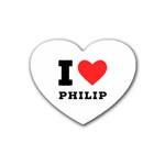 I love philip Rubber Coaster (Heart) Front