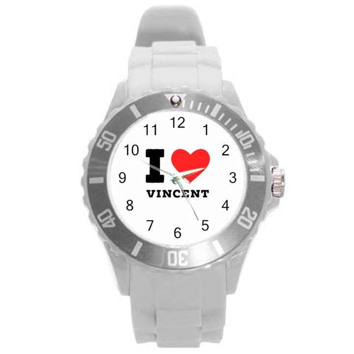 I love Vincent  Round Plastic Sport Watch (L)