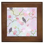 Birds Blossom Seamless Pattern Framed Tile Front