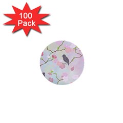 Birds Blossom Seamless Pattern 1  Mini Buttons (100 Pack) 