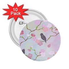 Birds Blossom Seamless Pattern 2 25  Buttons (10 Pack)  by Jancukart