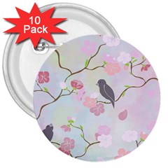 Birds Blossom Seamless Pattern 3  Buttons (10 Pack) 