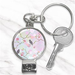 Birds Blossom Seamless Pattern Nail Clippers Key Chain by Jancukart