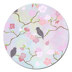 Birds Blossom Seamless Pattern Magnet 5  (round)