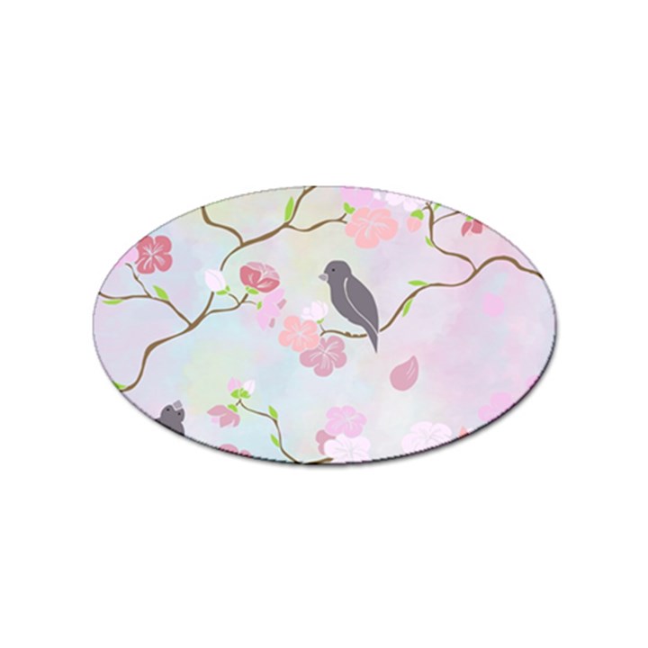 Birds Blossom Seamless Pattern Sticker Oval (100 pack)