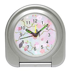 Birds Blossom Seamless Pattern Travel Alarm Clock