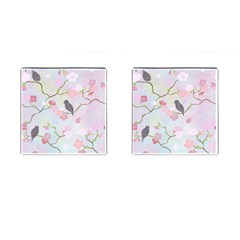 Birds Blossom Seamless Pattern Cufflinks (square)