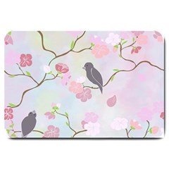 Birds Blossom Seamless Pattern Large Doormat