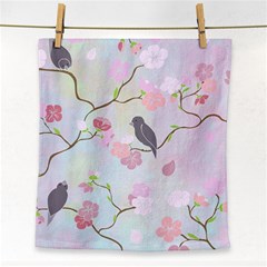 Birds Blossom Seamless Pattern Face Towel