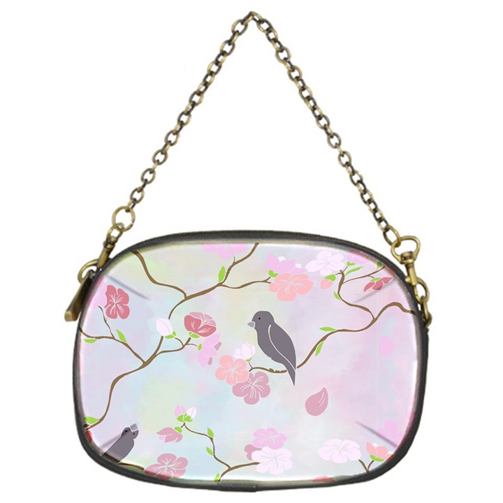 Birds Blossom Seamless Pattern Chain Purse (One Side)