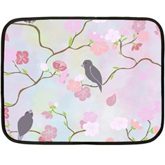 Birds Blossom Seamless Pattern Two Sides Fleece Blanket (mini)