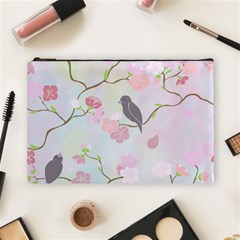 Birds Blossom Seamless Pattern Cosmetic Bag (large)