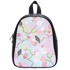 Birds Blossom Seamless Pattern School Bag (small)