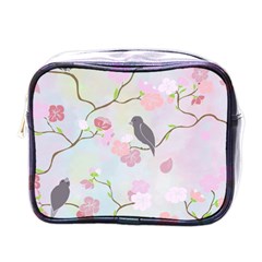 Birds Blossom Seamless Pattern Mini Toiletries Bag (one Side)