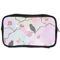 Birds Blossom Seamless Pattern Toiletries Bag (two Sides)