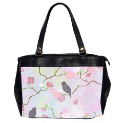 Birds Blossom Seamless Pattern Oversize Office Handbag (2 Sides)