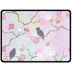 Birds Blossom Seamless Pattern Fleece Blanket (large)