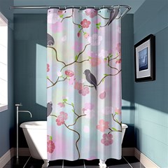 Birds Blossom Seamless Pattern Shower Curtain 36  X 72  (stall) 